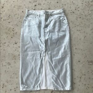 Abercrombie & Fitch Shimmering Silver Midi Skirt
